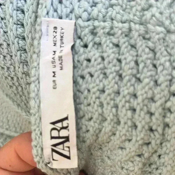 ZARA Bloggers favorite Blue Textured Knit Cropped Bra Bralette Crochet medium - Picture 6 of 6